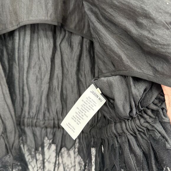 Jason Wu Collection Black Silk Self Tie Blouse Top Designer Size 8 - Picture 7 of 9